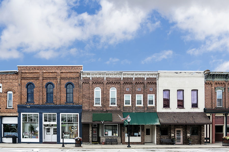 Kendallville IN - Row Of Buildings On Mainstreet In Downtown Kendallville Indiana
